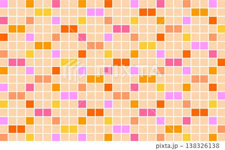 幾何学模様　四角形　オレンジ色　黄色　ピンク 138326138