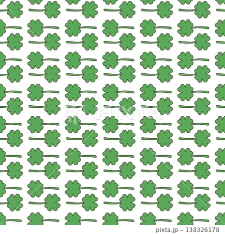 Four-leaf clover seamless pattern. Nature botanical element, decorative template with lucky symbol. Print for fabric, wrapping, wallpaper, vector background Four-leaf clover seamless pattern. Nature botanical element, decorative template with lucky symbol. Print for fabric, wrapping, wallpaper, vector background 138326178