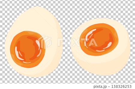 半熟雞蛋橫斷面的向量圖。 138326253