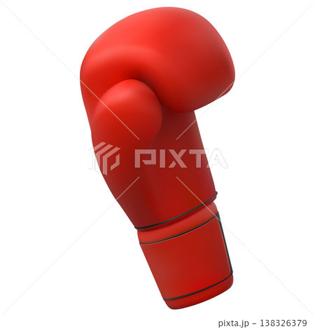 Red leather boxing glove, realistic sports equipment. 138326379