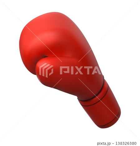 3D Red boxing glove, martial sport game equipment, boxer fight strength fist attack design realistic vector side view 138326380