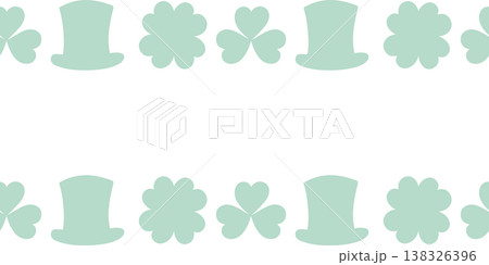Top and Bottom Frame border of clover leaves and Leprechaun hats. St Patrick Day Copy space Template. St Patrick Minimal Flat design Media post Promo Banner, leaflets, labels, price tag Isolate Vector 138326396