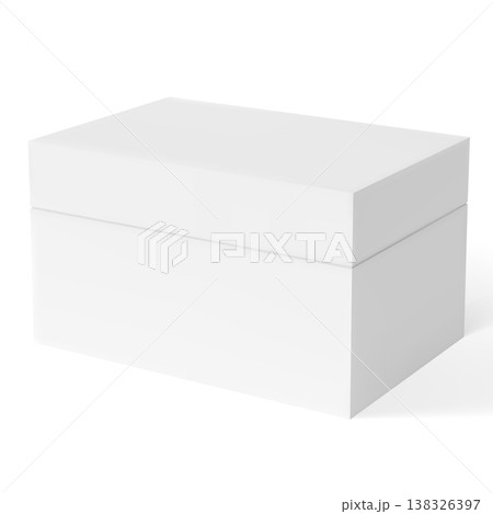Gift cardboard box with closed lid, realistic 3D white carton container present parcel, delivery package vector mockup 138326397