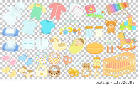 赤ちゃんのお世話グッズ 出産準備 ベクター素材 138326398