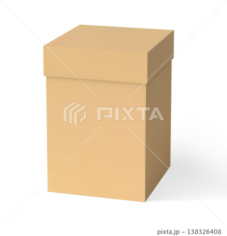 Gift cardboard box with close lid, realistic 3D tall brown carton box for present parcel, delivery package vector mockup Gift cardboard box with close lid, realistic 3D tall brown carton box for present parcel, delivery package vector mockup 138326408