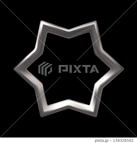 Silver six-pointed star frame realistic 3D vector icon, chrome space galaxy emoji, sparkle, rating award, Y2K decoration Silver six-pointed star frame realistic 3D vector icon, chrome space galaxy emoji, sparkle, rating award, Y2K decoration 138326502
