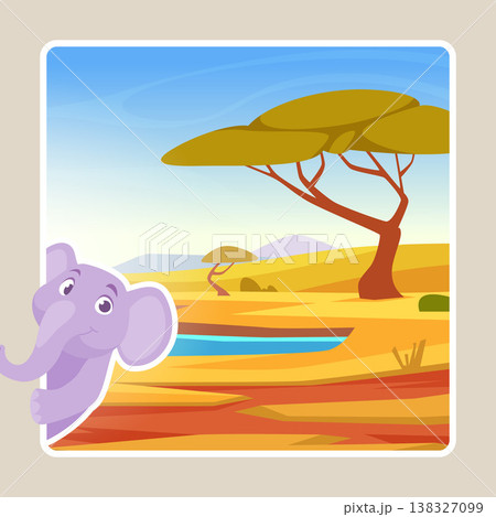 Peeking elephant. desert background outdoor landscape 138327099