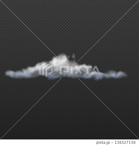 Soft fluffy cloud vector realistic illustration, weather forecast cloudy symbol, meteorology, mist, haze, smoke or fog 138327138