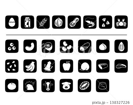 食品アレルギー表示　モノクロアイコン　文字なし 138327226