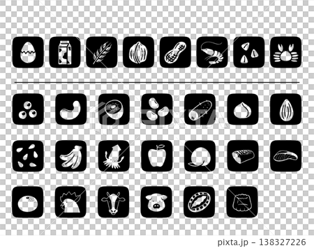 食品アレルギー表示　モノクロアイコン　文字なし 138327226