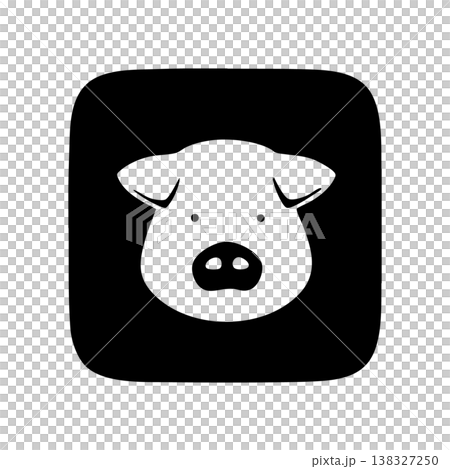 Pig, pork image, monochrome icon 138327250
