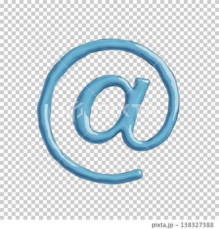 Blue plastic at symbol 3d rendering communication concept isolated on transparent. 138327388