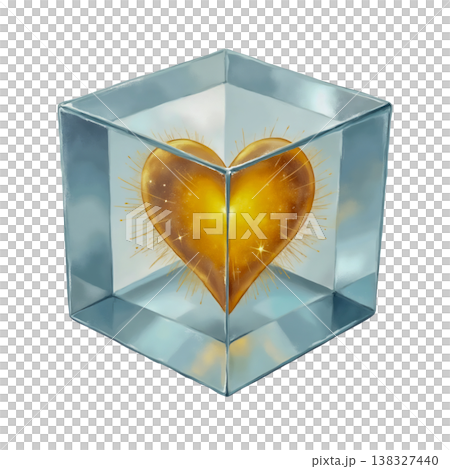 Golden heart trapped in ice cube symbolizing love frozen in time mysterious and enchanting visual. Golden heart trapped in ice cube symbolizing love frozen in time mysterious and enchanting visual. 138327440