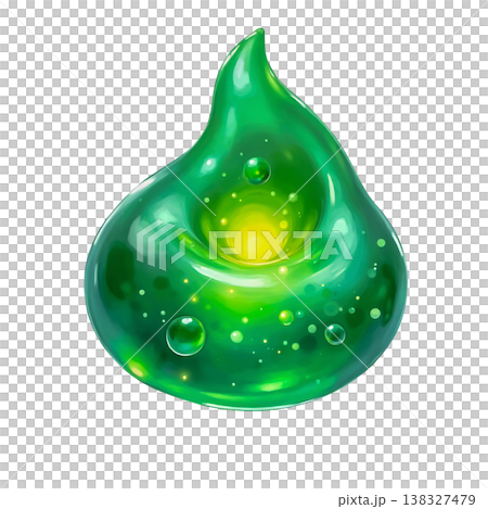 Green slime splash with internal glow and bubbles on transparent background for game design. Green slime splash with internal glow and bubbles on transparent background for game design. 138327479