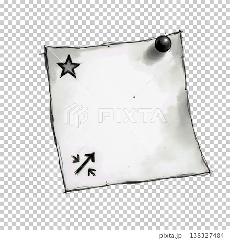 Hand drawn note pinned to transparent background with star and arrows. Hand drawn note pinned to transparent background with star and arrows. 138327484