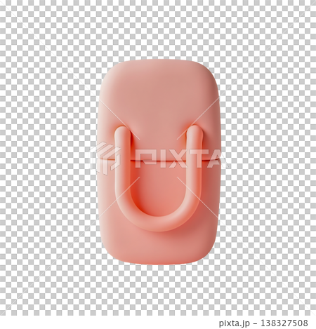 Minimalist pink clay bag icon with smooth rounded edges isolated on transparent background. Minimalist pink clay bag icon with smooth rounded edges isolated on transparent background. 138327508