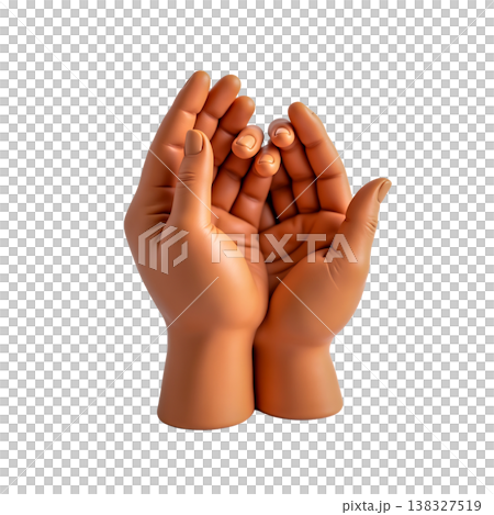 Pair of cupped hands open, gently holding, offering support or receiving something. Pair of cupped hands open, gently holding, offering support or receiving something. 138327519