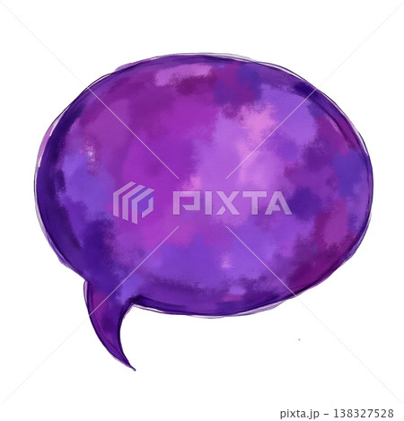 Purple watercolor speech bubble with abstract texture for text or design elements. Purple watercolor speech bubble with abstract texture for text or design elements. 138327528