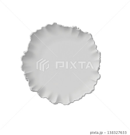 White round soft cushion or pillow with ruffled edges 3d render on transparent background. 138327633