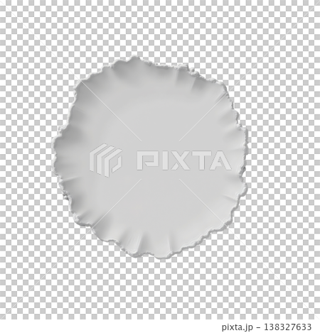 White round soft cushion or pillow with ruffled edges 3d render on transparent background. 138327633