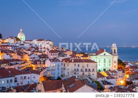 Alfama Oldest Neighborhood at Night. Lisbon, Portugal Alfama Oldest Neighborhood at Night. Lisbon, Portugal 138327778