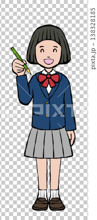女孩,微笑,鉛筆,校服外套 女孩,微笑,鉛筆,校服外套 138328185
