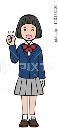 女の子 笑顔 ガッツポーズ 制服ブレザー 女の子 笑顔 ガッツポーズ 制服ブレザー 138328186