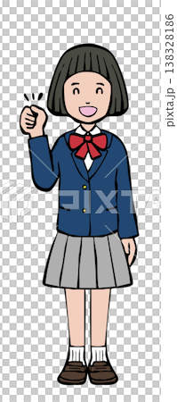 女の子 笑顔 ガッツポーズ 制服ブレザー 女の子 笑顔 ガッツポーズ 制服ブレザー 138328186