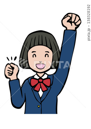 制服の女の子　笑顔　ガッツポーズ　上半身 138328192