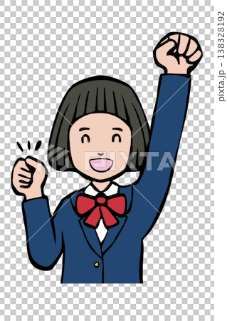 制服の女の子　笑顔　ガッツポーズ　上半身 138328192