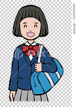 Girl smiling, wearing a school blazer. Girl smiling, wearing a school blazer. 138328194