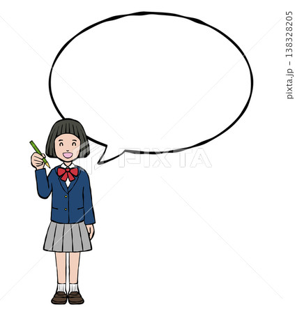 女の子　笑顔　制服　フキダシ 138328205