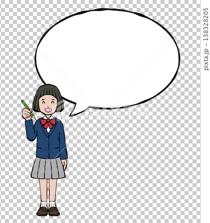 女の子　笑顔　制服　フキダシ 138328205