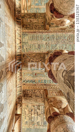 Beautiful vaults and bas-reliefs in the ancient temple complex of Dendera, Qena, Egypt 138328367