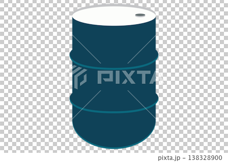 一幅描繪能源資源的插圖，圖中顯示了一桶原油和漏油情況。 138328900