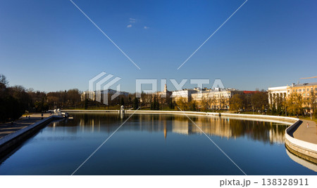 Panoramic view of the Svisloch River in the center of Minsk, Belarus Panoramic view of the Svisloch River in the center of Minsk, Belarus 138328911