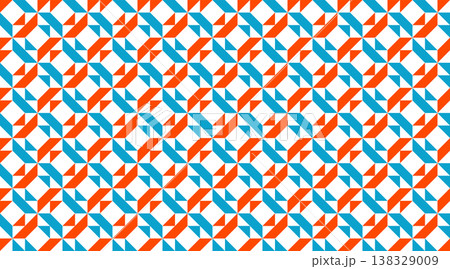 Bauhaus seamless geometric vector pattern featuring a mosaic of red, blue, and white triangles. Bauhaus seamless geometric vector pattern featuring a mosaic of red, blue, and white triangles. 138329009