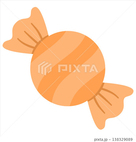 Orange Striped Wrapped Candy Vector Illustration in Flat Style 138329089