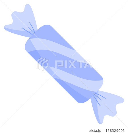 Blue Striped Cylindrical Wrapped Candy Vector Illustration Blue Striped Cylindrical Wrapped Candy Vector Illustration 138329093