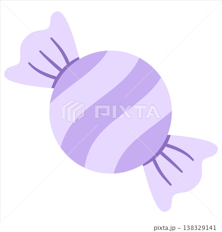 Purple Striped Wrapped Candy Vector Illustration in Flat Style Purple Striped Wrapped Candy Vector Illustration in Flat Style 138329141