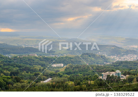 View of the mountains and Kislovodsk from the observation decks of the Kislovodsk Park View of the mountains and Kislovodsk from the observation decks of the Kislovodsk Park 138329522