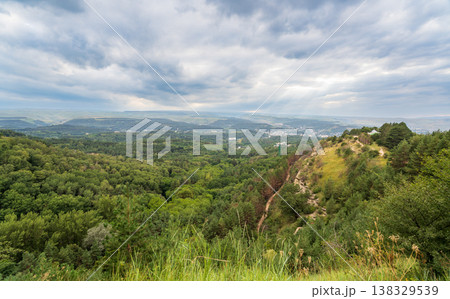 View of Kislovodsk Park and the cable car from the mountain 138329539