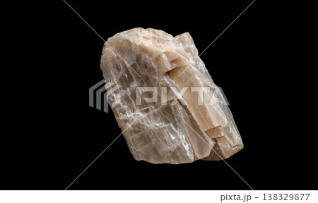 Raw Moonstone Crystal Mineral Specimen Isolated on Black 138329877