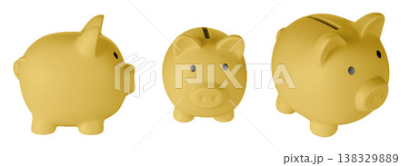 Set Piggy bank pig Orange color on isolated white background Set Piggy bank pig Orange color on isolated white background 138329889