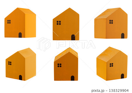 Various Views of Yellow Wooden House Blocks Mockup Set Various Views of Yellow Wooden House Blocks Mockup Set 138329904