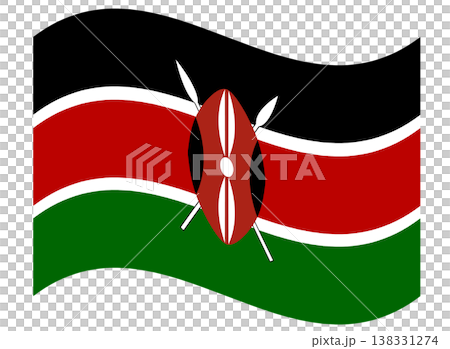 Waving flag of Kenya isolated. Waving flag of Kenya isolated. 138331274