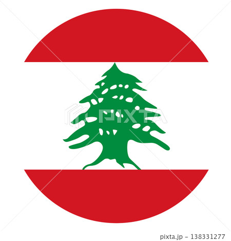 Round flag of Lebanon isolated. Circle Lebanese Flag. 138331277