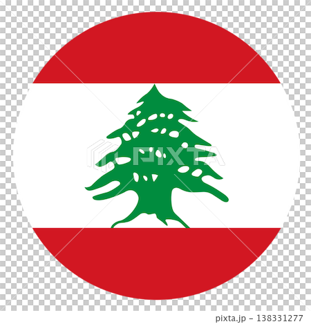 Round flag of Lebanon isolated. Circle Lebanese Flag. 138331277