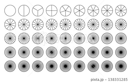 Pie charts template. Coaching blank. Segmented charts. Sectors divide the circle on equal parts. Parts of diagram wheel from 1 to 45. Outline black graphics. Pie charts, pizza charts infographics set. Pie charts template. Coaching blank. Segmented charts. Sectors divide the circle on equal parts. Parts of diagram wheel from 1 to 45. Outline black graphics. Pie charts, pizza charts infographics set. 138331285
