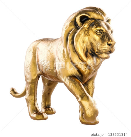 Golden lion statue symbol of strength and leadership, 3d rendering 138331514